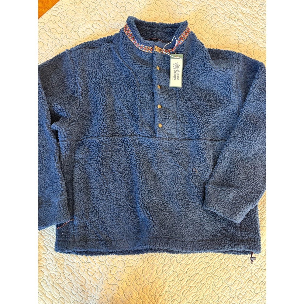 Alpine Design Womens Size Large Sherpa Pullover 1/4 Snap Fleece Vintage Blue